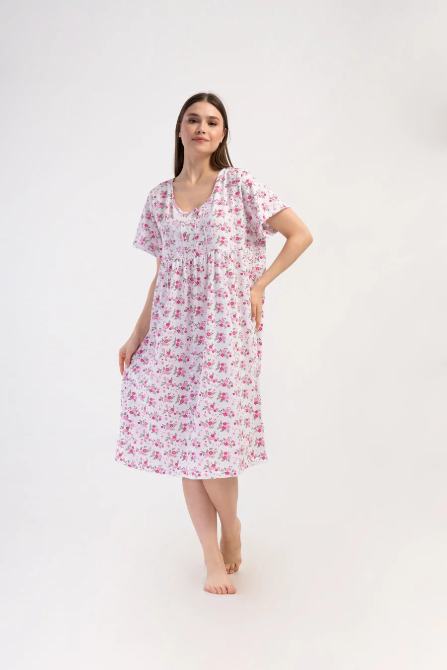 Koszula Nocna Vienetta Flolar Garden, Biały, r. 1XL - 4XL