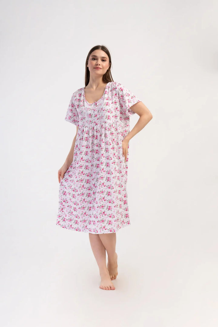 Koszula Nocna Vienetta Flolar Garden, Biały, r. 1XL - 4XL