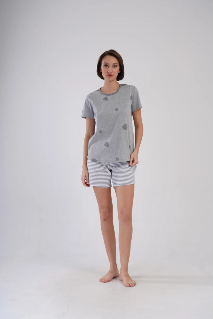 Piżama Damska Vienetta Gray Hearts, Szary, r. 1XL-4XL