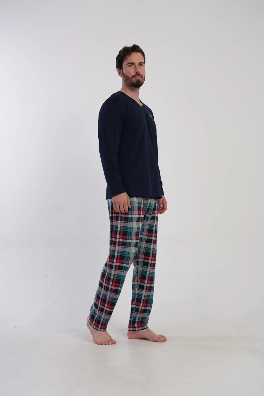Piżama Męska Vienetta Plaid Comfort, Granatowy, r. 1XL-4XL