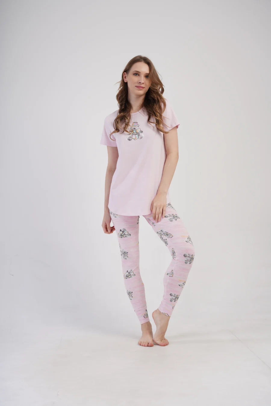 Piżama Damska Vienetta Teddy Bear, Różowy, r. S-XL