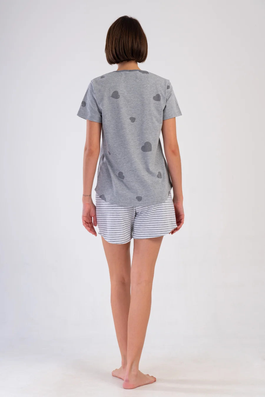 Piżama Damska Vienetta Gray Hearts, Szary, r. 1XL-4XL