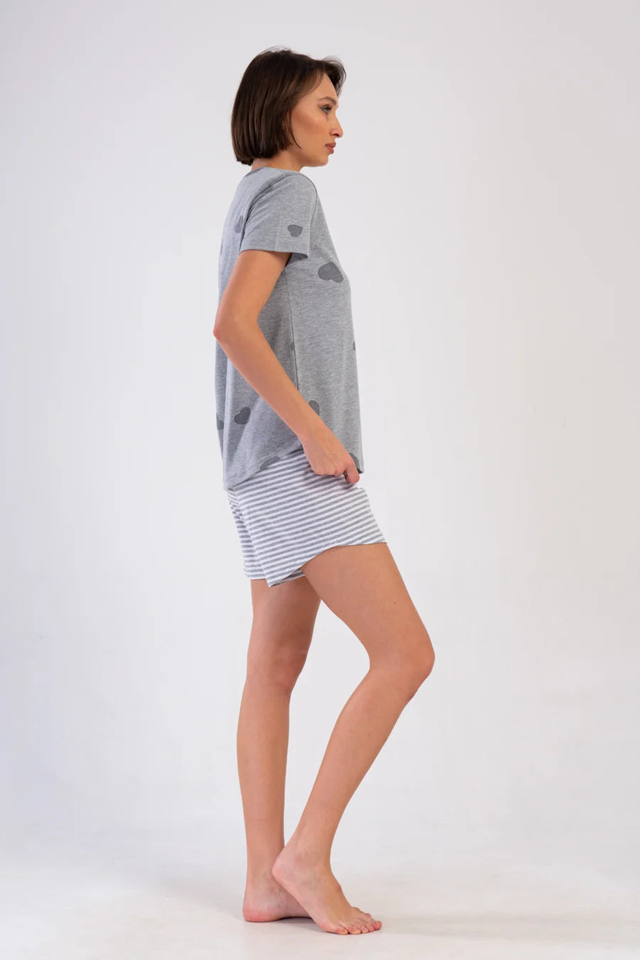 Piżama Damska Vienetta Gray Hearts, Szary, r. 1XL-4XL