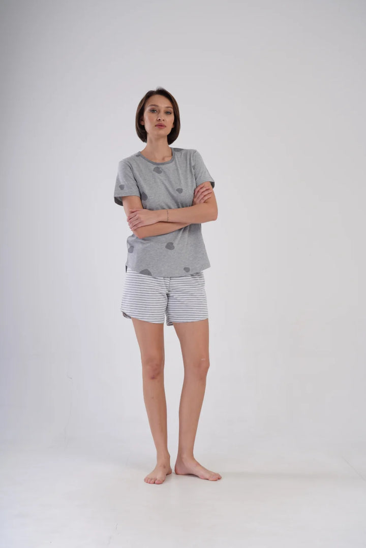 Piżama Damska Vienetta Gray Hearts, Szary, r. 1XL-4XL