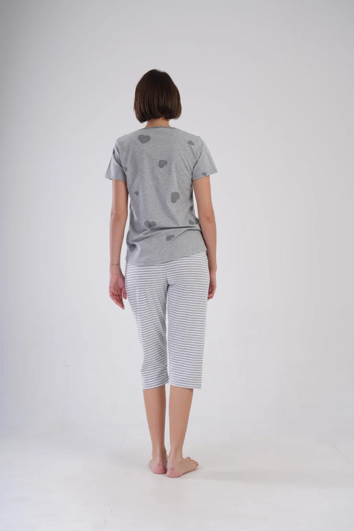 Piżama Damska Vienetta Hearts, Szary, r. M-XXL