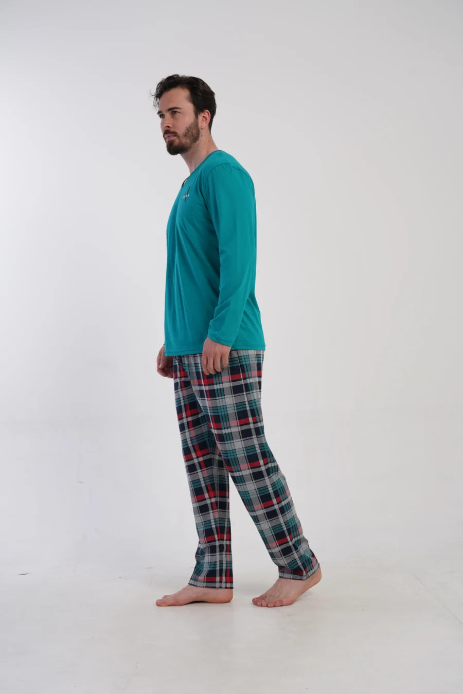 Piżama Męska Vienetta Plaid Comfort, Zielony, r. 1XL-4XL