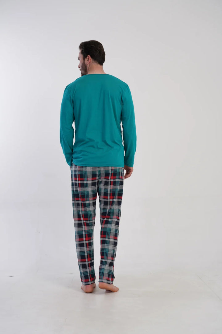 Piżama Męska Vienetta Plaid Comfort, Zielony, r. 1XL-4XL