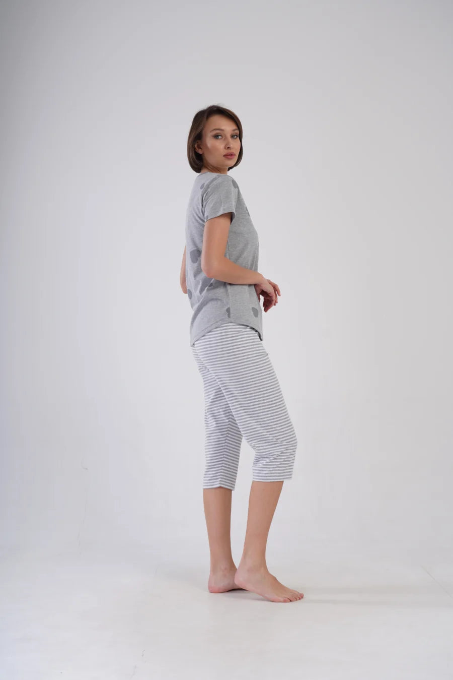 Piżama Damska Vienetta Hearts, Szary, r. M-XXL