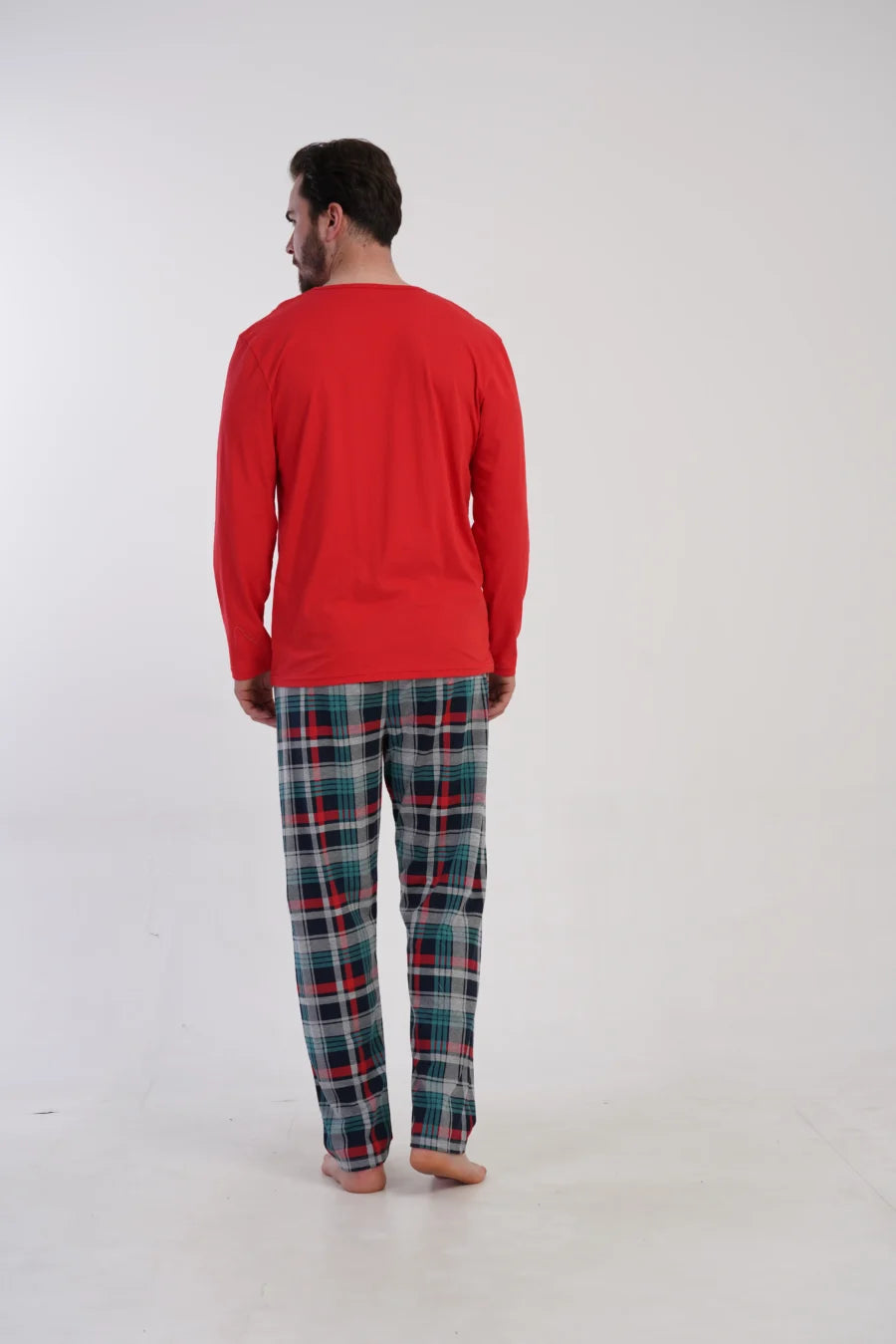 Piżama Męska Vienetta Plaid Comfort, Czerwony, r. 1XL-4XL