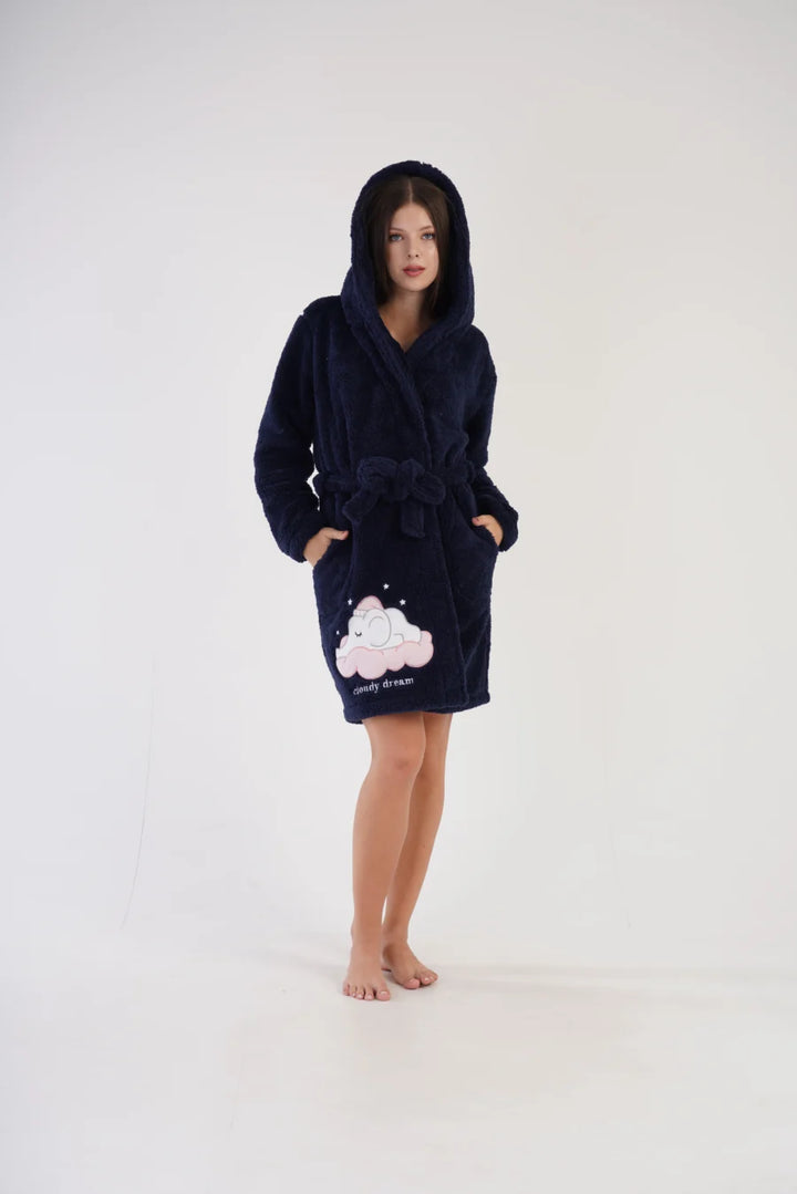 Szlafrok damski Vienetta Cloudy dream, Szary, r. S-L