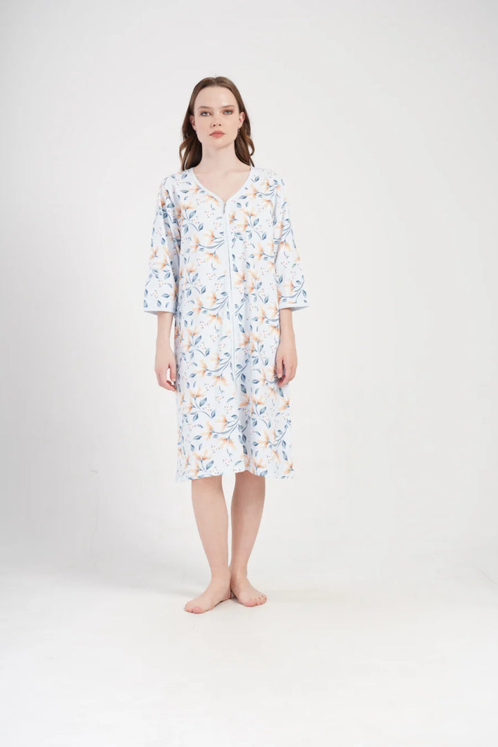 Szlafrok damski Vienetta Garden, Błękitny, r. 1XL-4XL