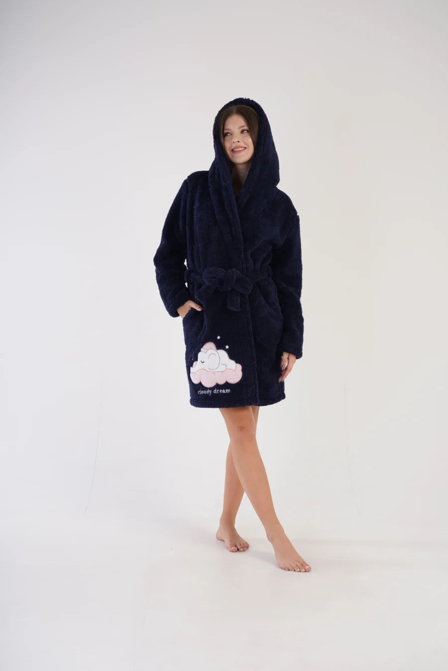 Szlafrok damski Vienetta Cloudy dream, Szary, r. S-L