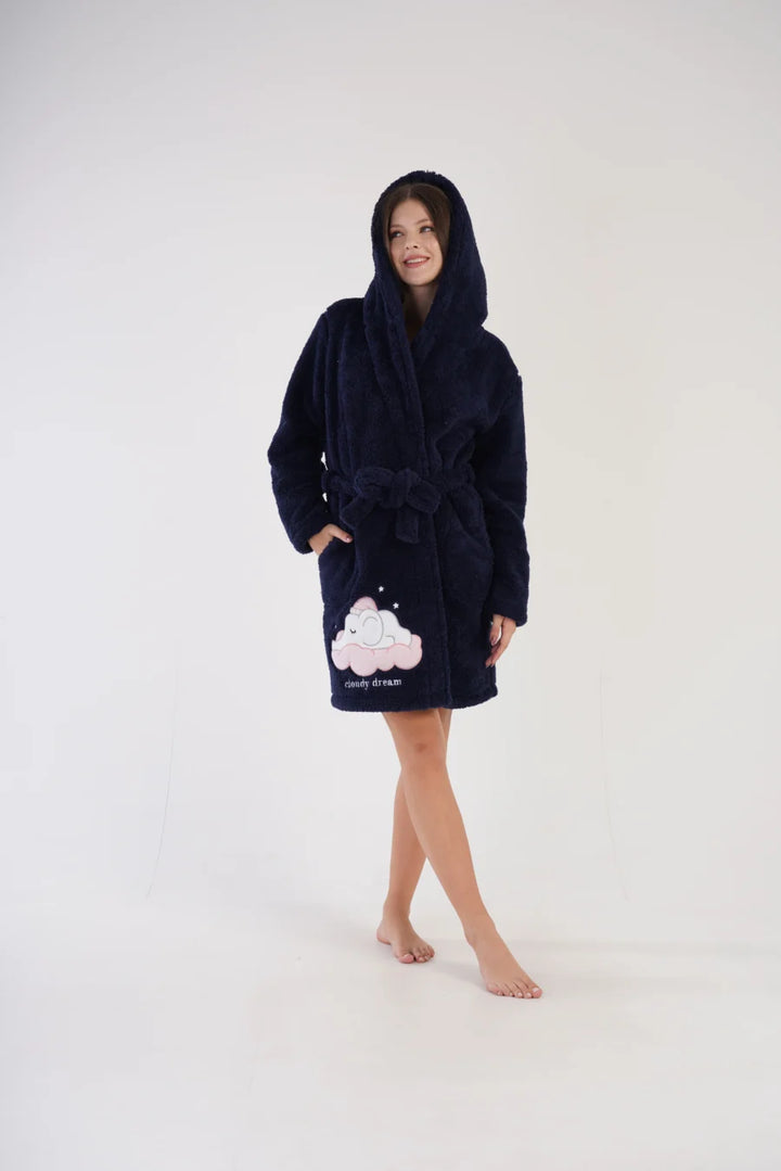 Szlafrok damski Vienetta Cloudy dream, Szary, r. S-L