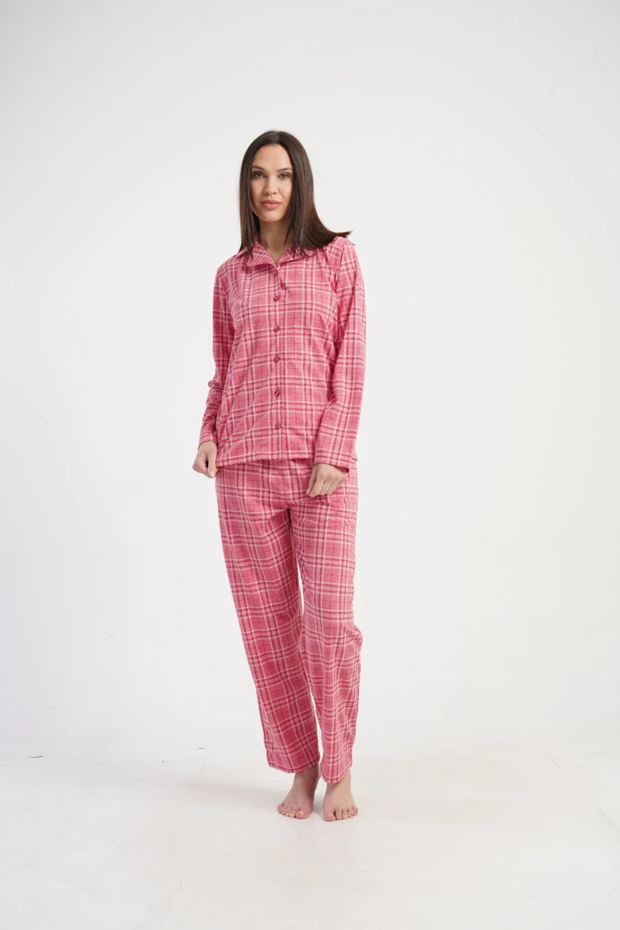 Piżama Damska Vienetta Pink Check, Różowy, r. S-XL