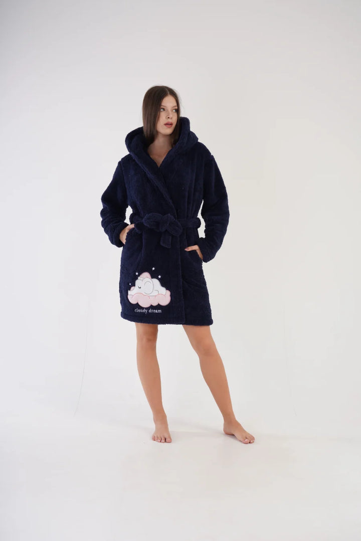 Szlafrok damski Vienetta Cloudy dream, Szary, r. S-L