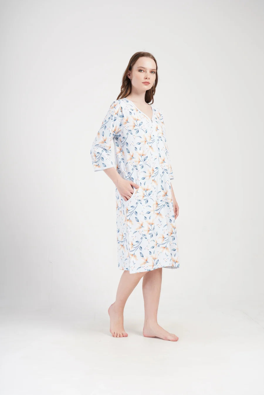 Szlafrok damski Vienetta Garden, Błękitny, r. 1XL-4XL