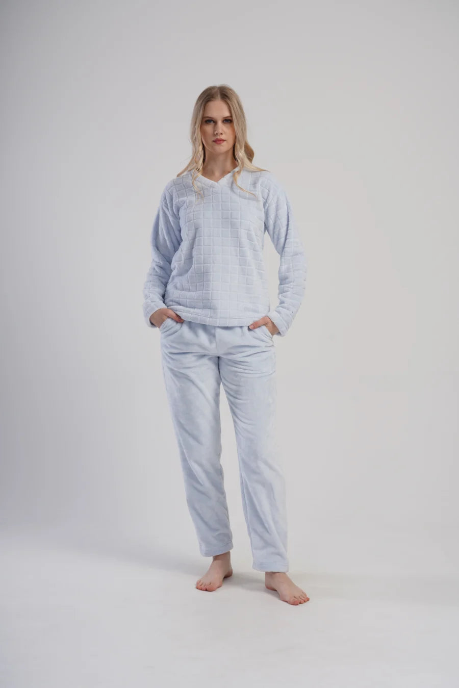 Piżama Damska Softowa Vienetta Blue Luxury, Błękitna, r. S-XL