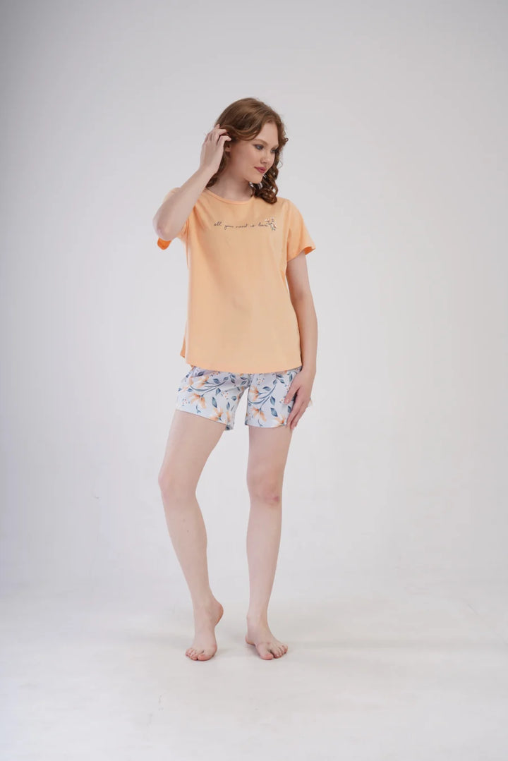 Piżama Damska Vienetta All you need is love, Pomarańczowy, r. 1XL-4XL