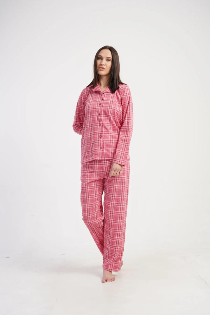 Piżama Damska Vienetta Pink Check, Różowy, r. S-XL