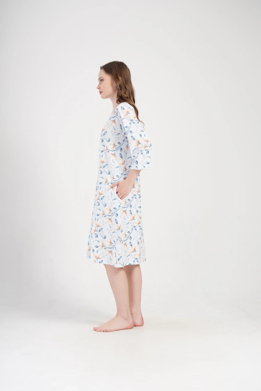 Szlafrok damski Vienetta Garden, Błękitny, r. 1XL-4XL