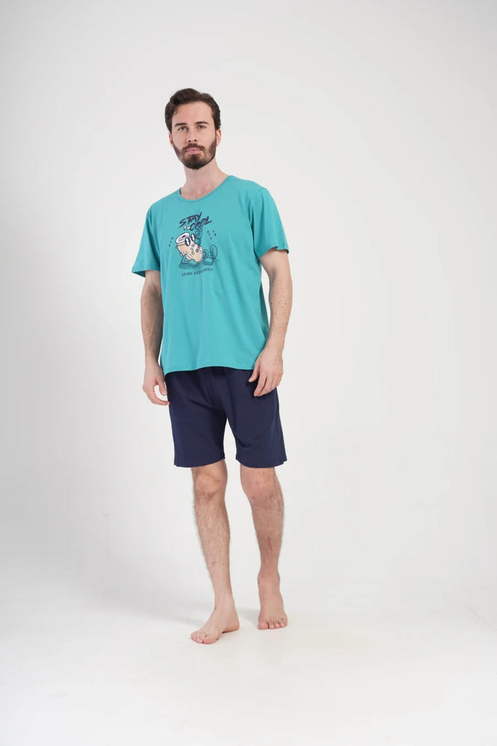 Piżama Męska Vienetta Cool Night, Niebieski, r. 1XL-4XL