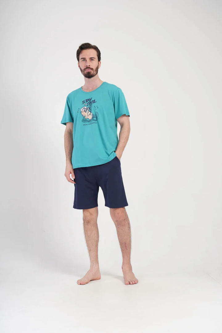 Piżama Męska Vienetta Cool Night, Niebieski, r. 1XL-4XL