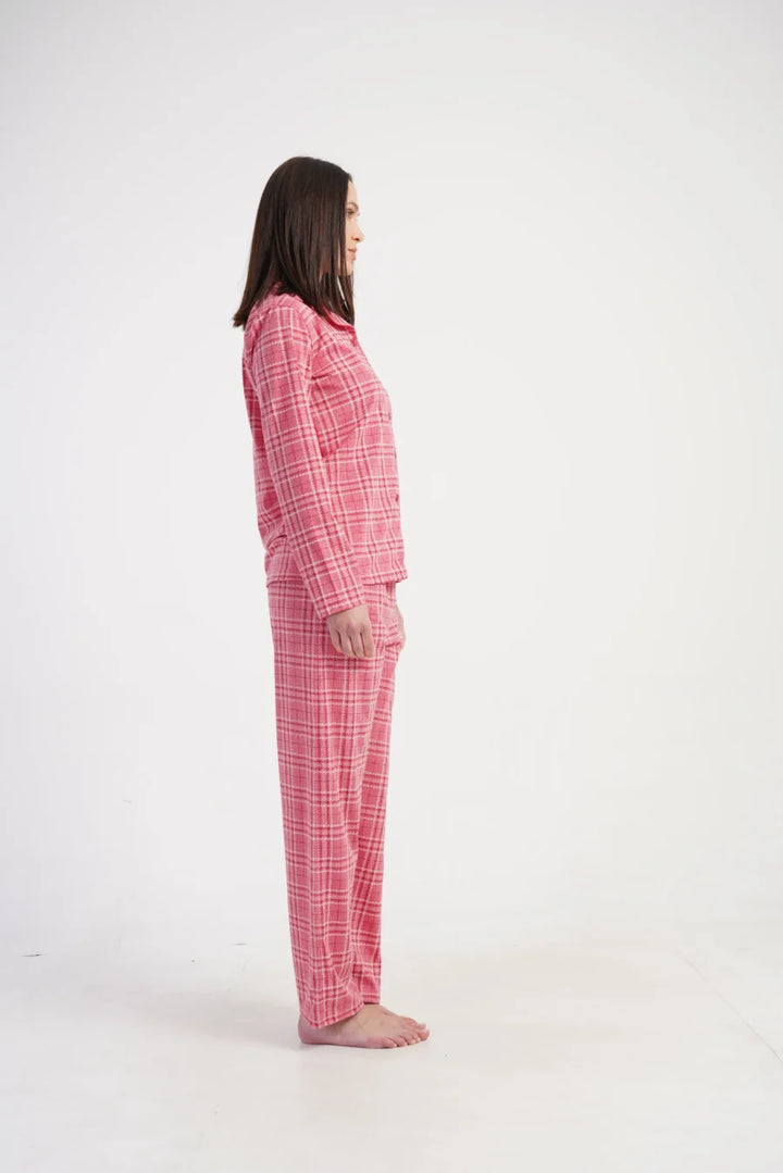 Piżama Damska Vienetta Pink Check, Różowy, r. S-XL