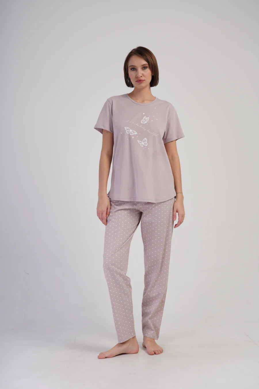 Piżama Damska Vienetta Butterfly, Różowy, r. 1XL-4XL