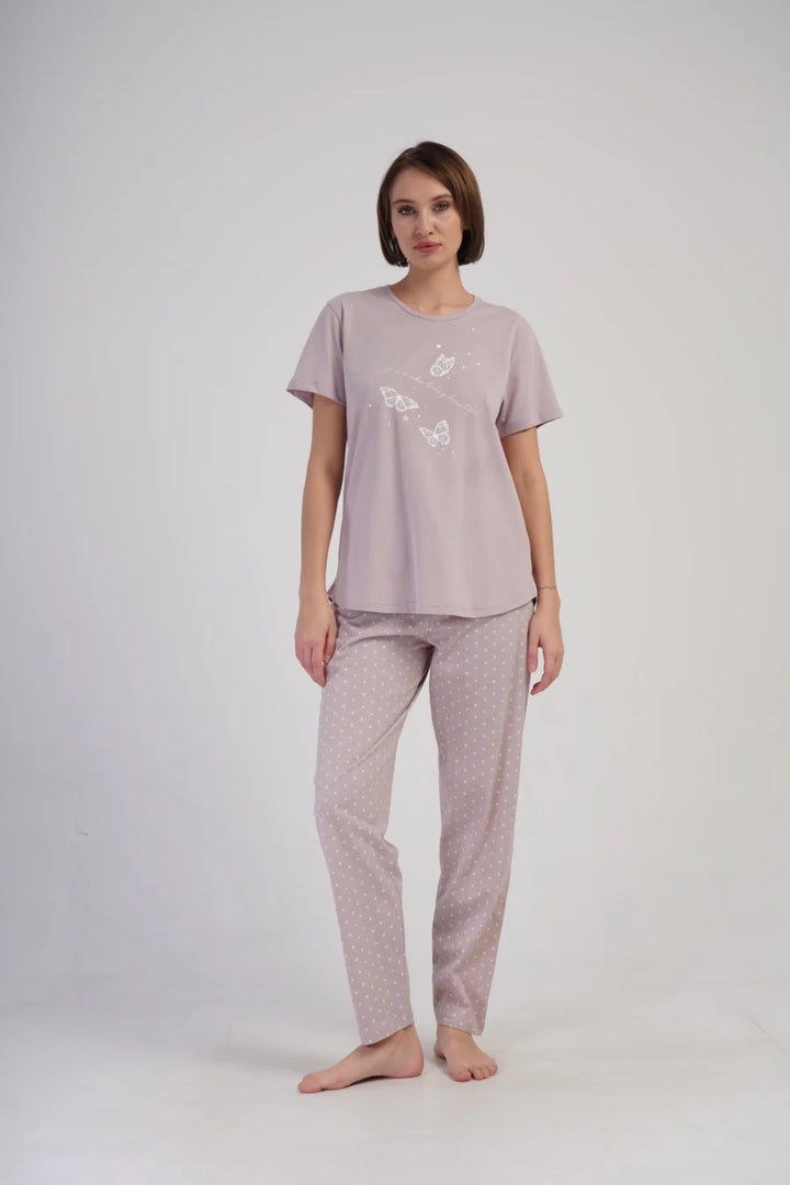 Piżama Damska Vienetta Butterfly, Różowy, r. 1XL-4XL