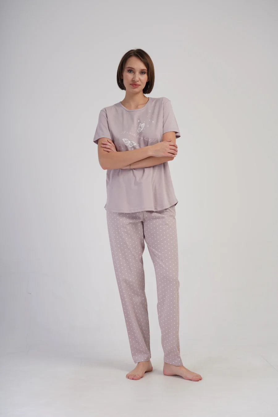 Piżama Damska Vienetta Butterfly, Różowy, r. 1XL-4XL