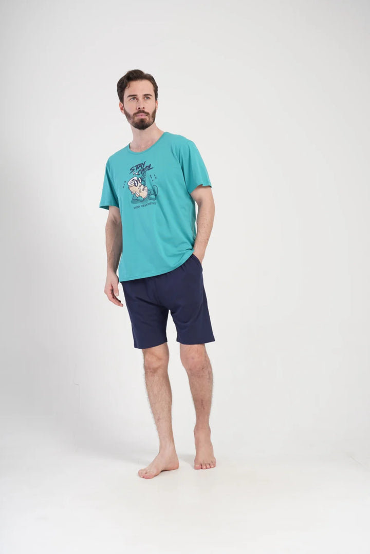 Piżama Męska Vienetta Cool Night, Niebieski, r. 1XL-4XL