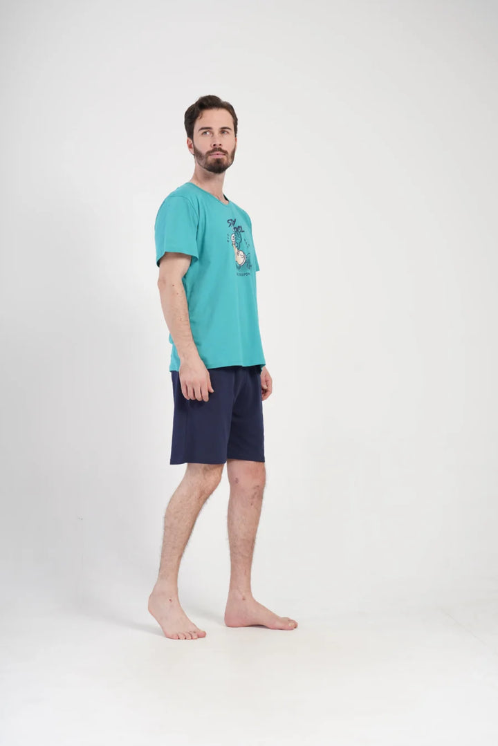 Piżama Męska Vienetta Cool Night, Niebieski, r. 1XL-4XL