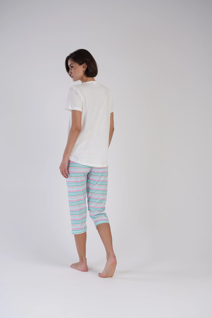 Piżama Damska Vienetta Positive Succuletnts, Biały, r. L-XXL