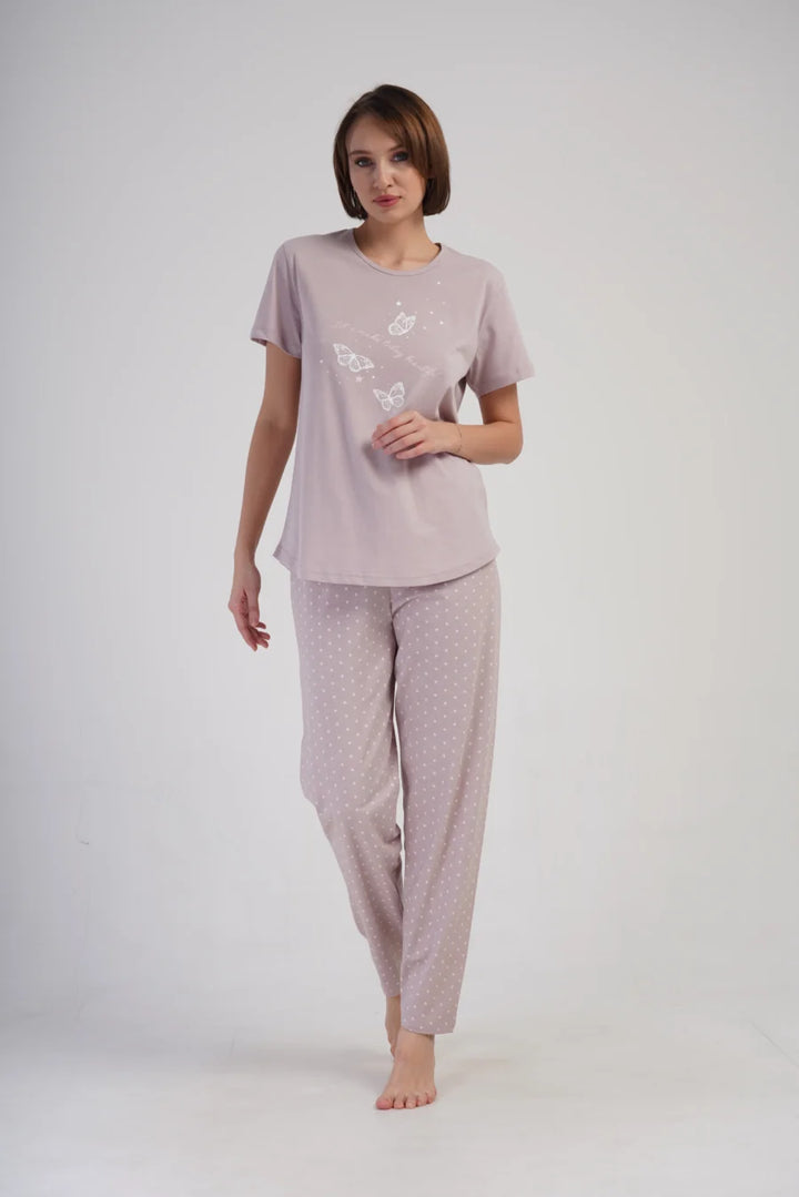 Piżama Damska Vienetta Butterfly, Różowy, r. 1XL-4XL