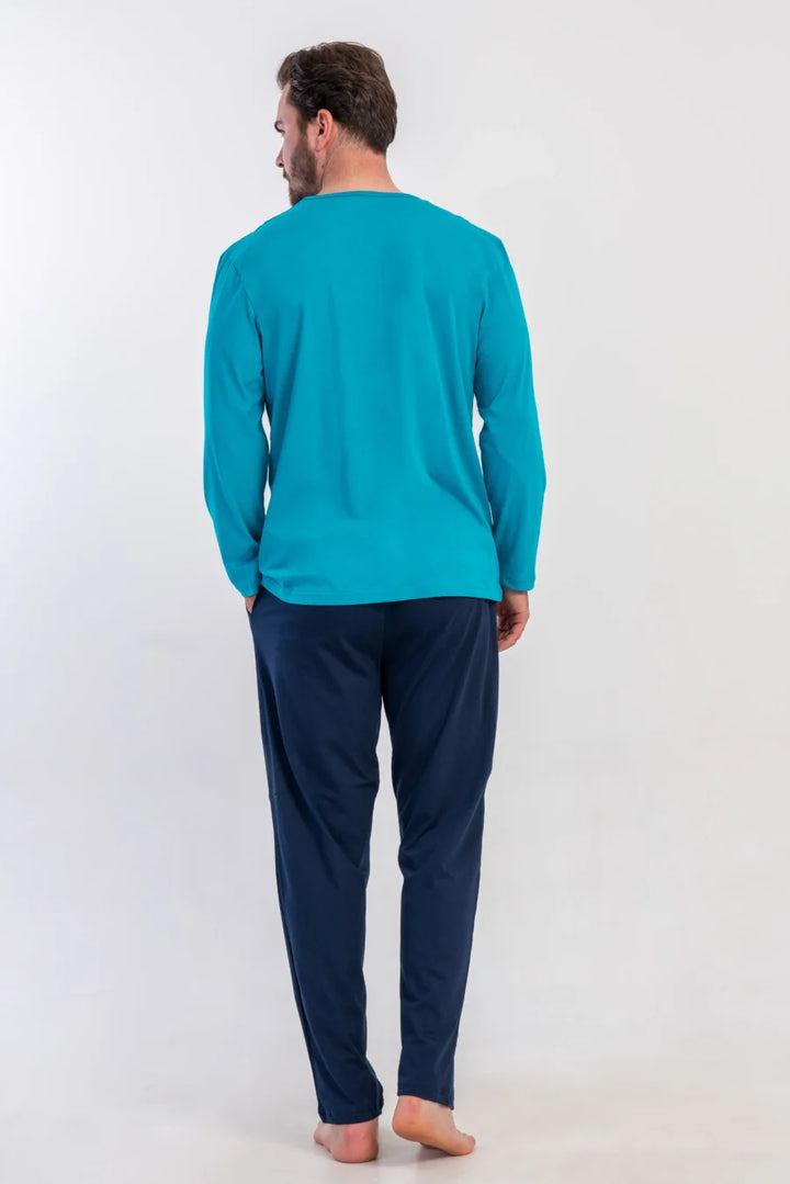 Piżama Męska Vienetta Travel Mood, Niebieski, r. S-XL