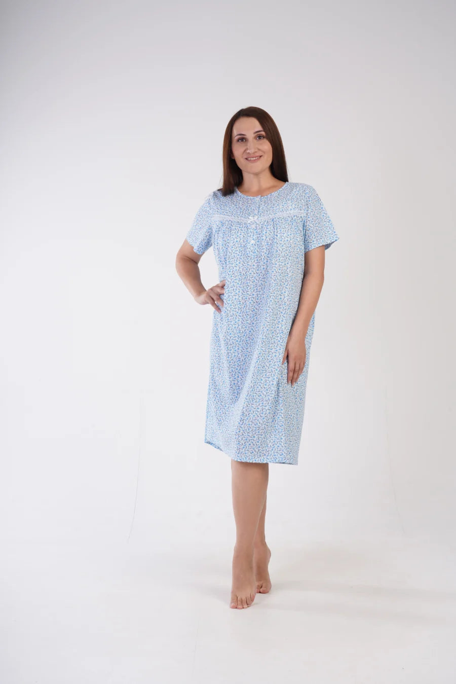 Koszula Nocna Vienetta Blue Flowers, Niebieski, r. 1XL - 4XL