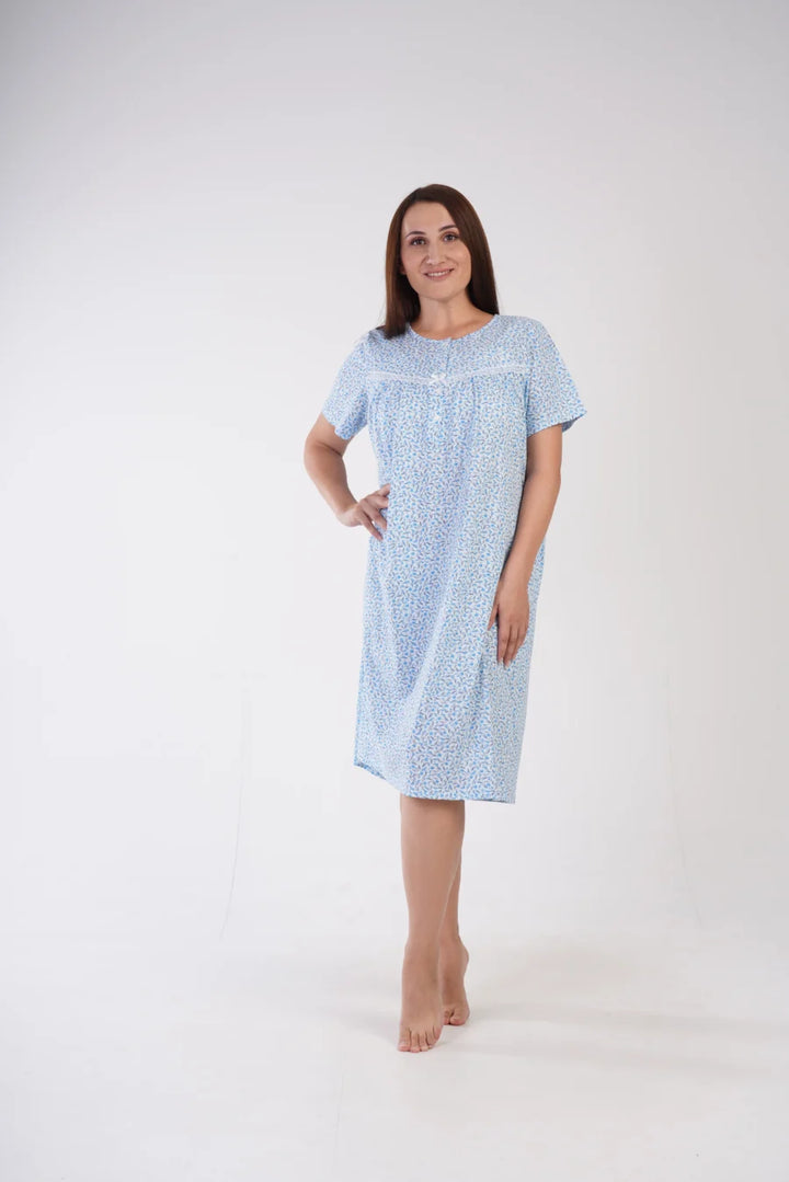 Koszula Nocna Vienetta Blue Flowers, Niebieski, r. 1XL - 4XL