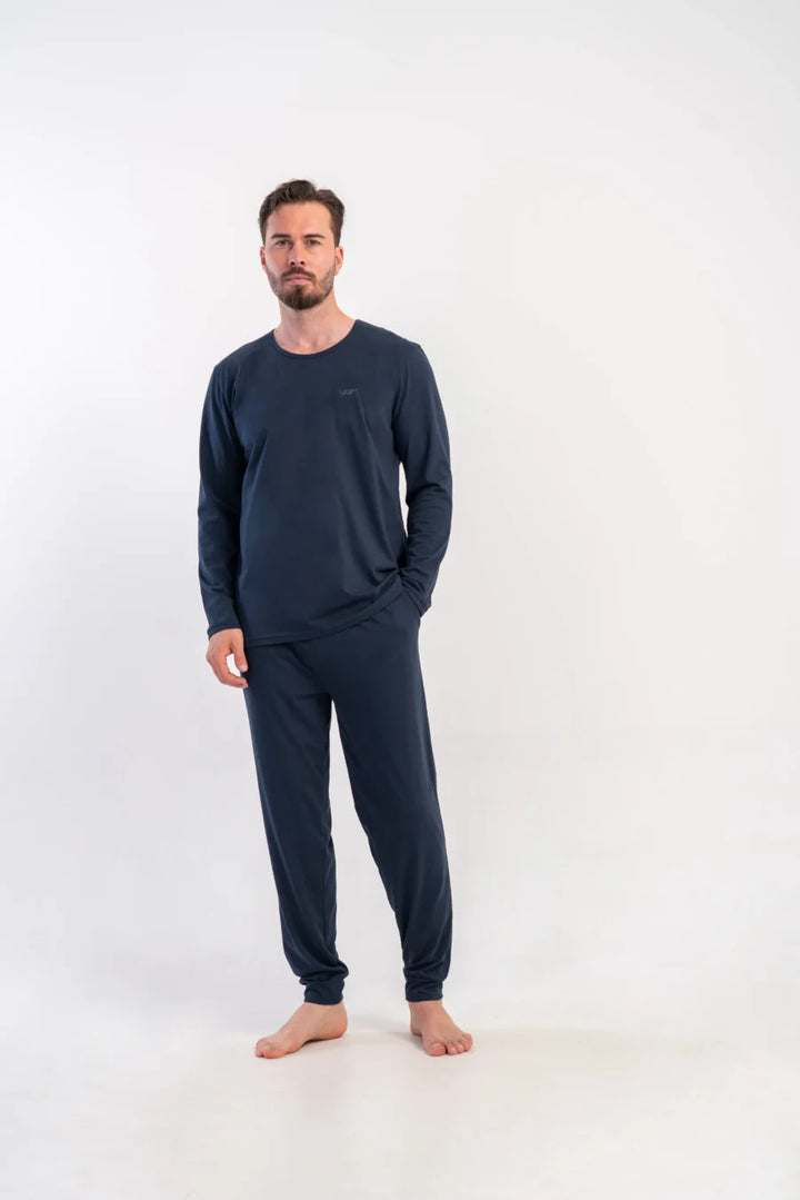 Piżama Męska Vienetta Navy Classic, Granatowy, r. S-XL