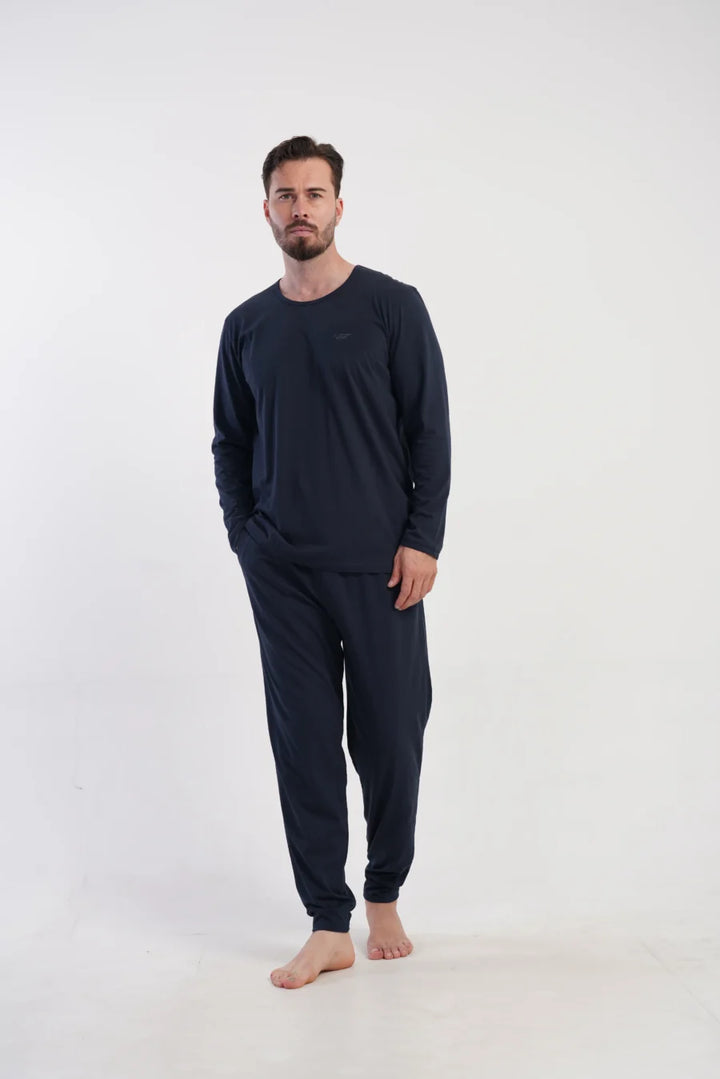 Piżama Męska Vienetta Navy Classic, Granatowy, r. S-XL