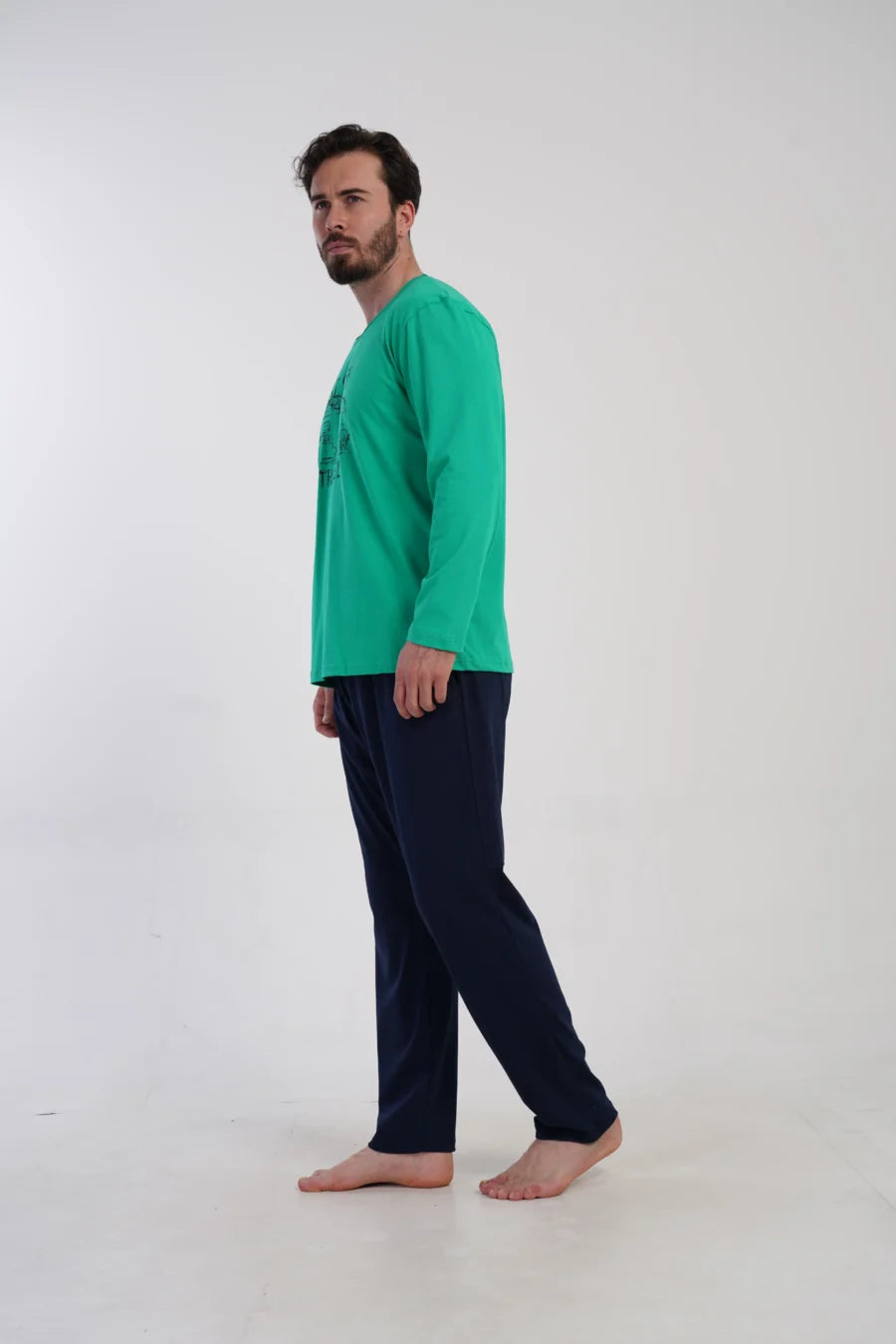 Piżama Męska Vienetta Travel Mood, Zielony, r. S-XL