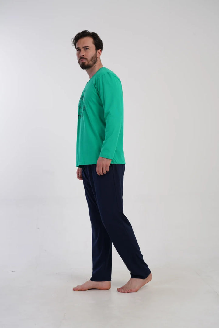 Piżama Męska Vienetta Travel Mood, Zielony, r. S-XL