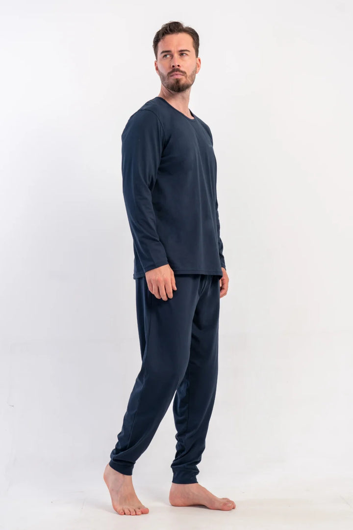 Piżama Męska Vienetta Navy Classic, Granatowy, r. S-XL