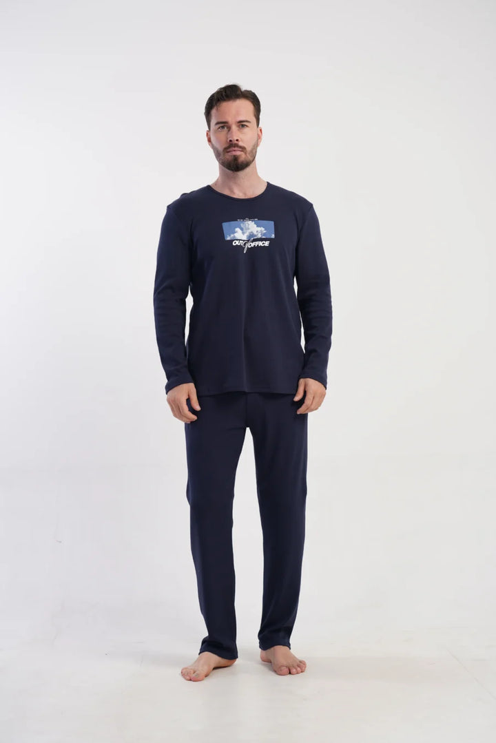 Piżama Męska Vienetta Navy Relax, Granatowy, r. M-XL