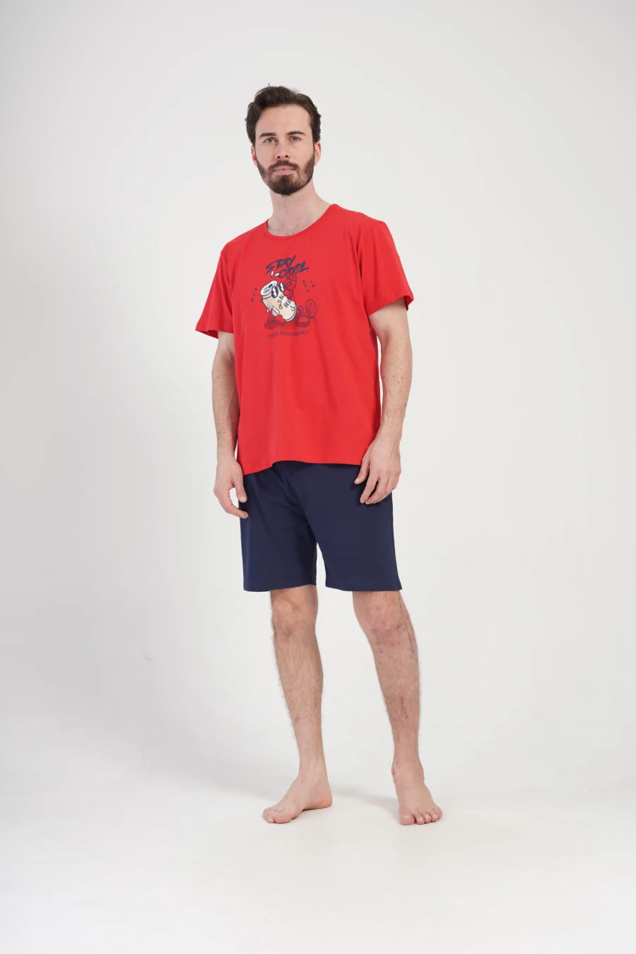 Piżama Męska Vienetta Cool Night, Czerwony, r. 1XL-4XL