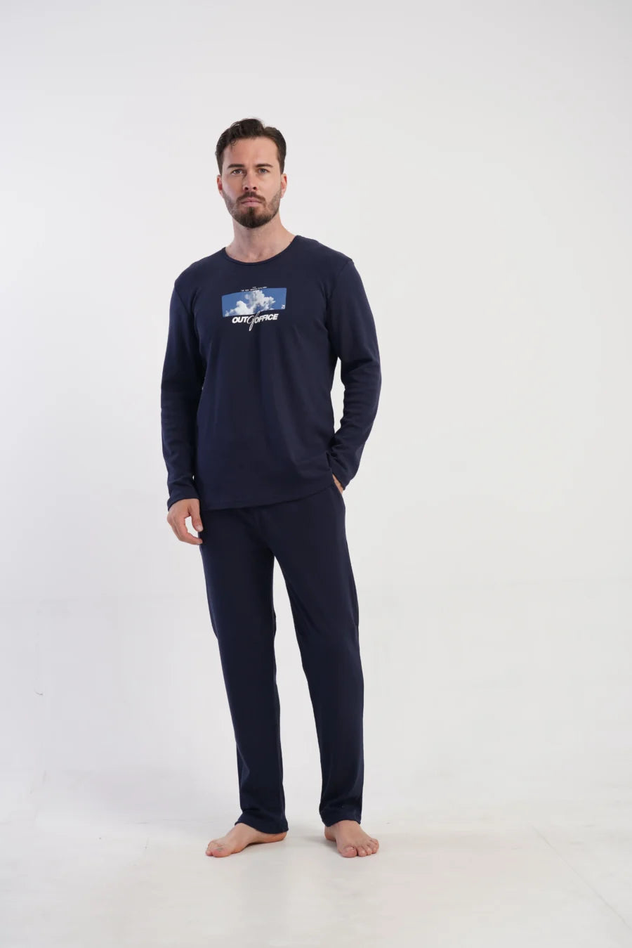 Piżama Męska Vienetta Navy Relax, Granatowy, r. M-XL