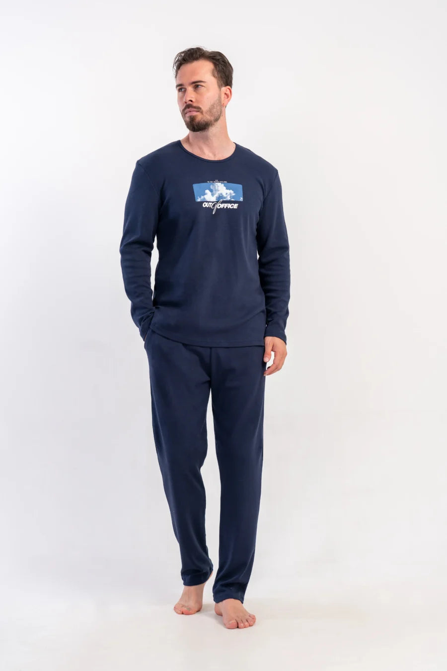 Piżama Męska Vienetta Navy Relax, Granatowy, r. M-XL