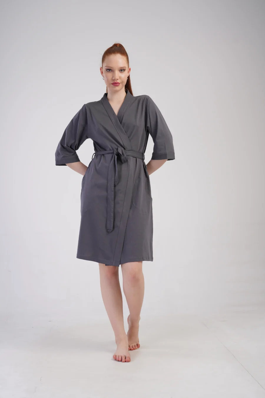 Szlafrok damski Vienetta Gray comfort, Szary, r. 1XL - 3XL