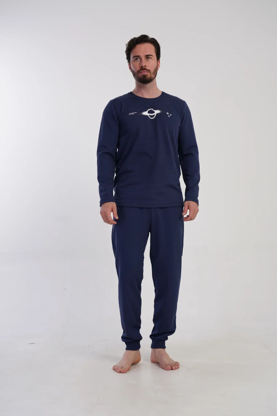 Piżama Męska Vienetta Cosmic Comfort, Granatowy, r. M-XXL