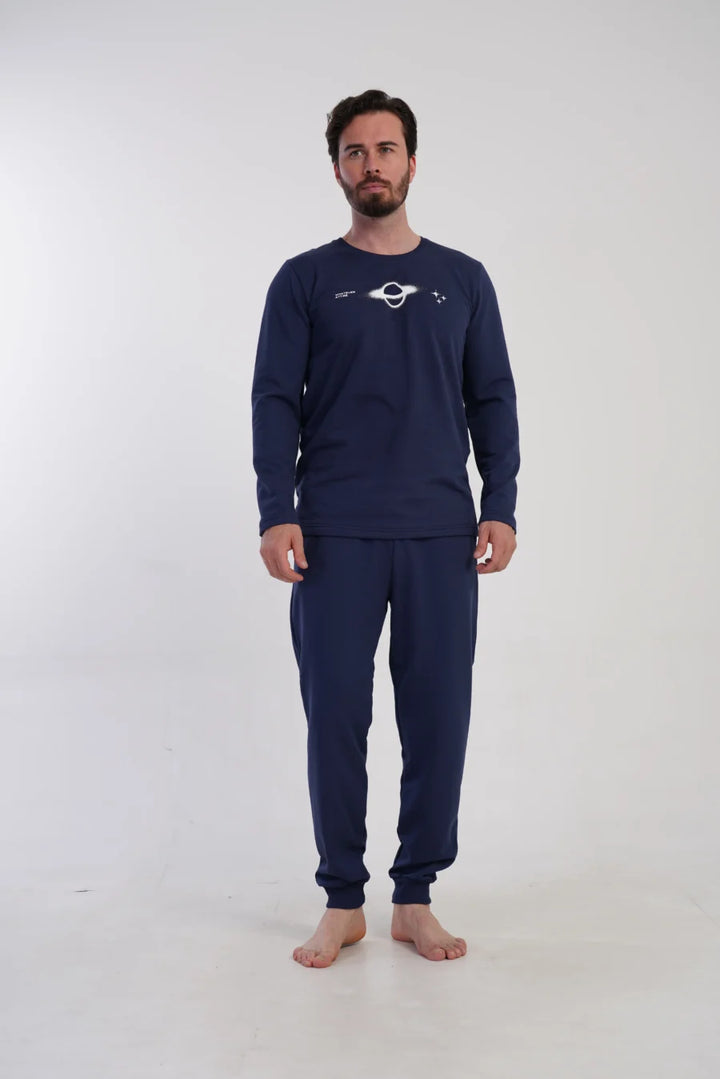 Piżama Męska Vienetta Cosmic Comfort, Granatowy, r. M-XXL