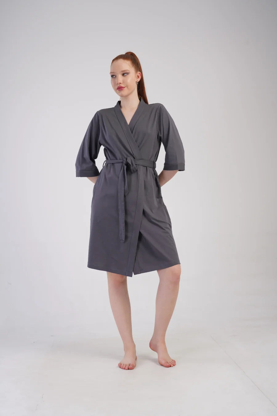 Szlafrok damski Vienetta Gray comfort, Szary, r. 1XL - 3XL